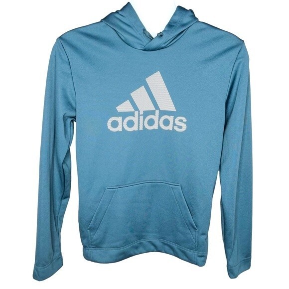 Adidas Hooded Sweatshirt sz M * Game and Go Pullover Hoodie Blue 3 Stripes Logo - Picture 1 of 5